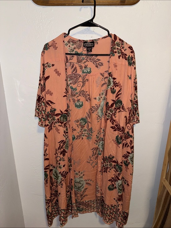 Angie Other - Angie Peach Floral Open-Front Kimono